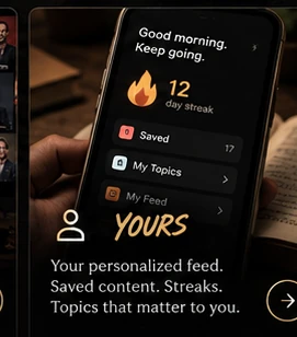 Yours — personalized feed, streaks, saved content and topics